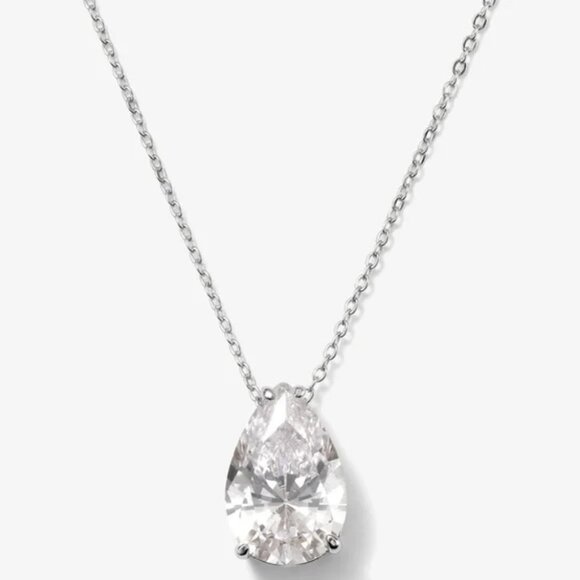 NWT Melinda Maria "Are you Jealous" Teardrop Necklace Silver|White Diamondettes - Picture 2 of 7